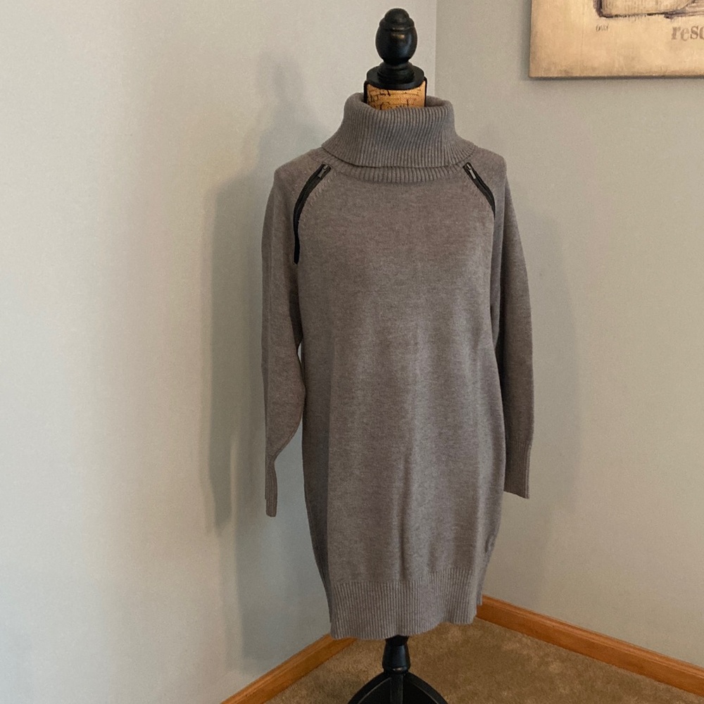 Bebe Gray Turtleneck Sweater Dress Women Size Medium